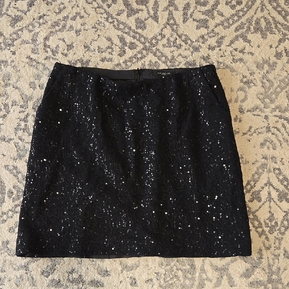 Ann Taylor Black Sequin Mini Pencil Skirt - Picture 1 of 4